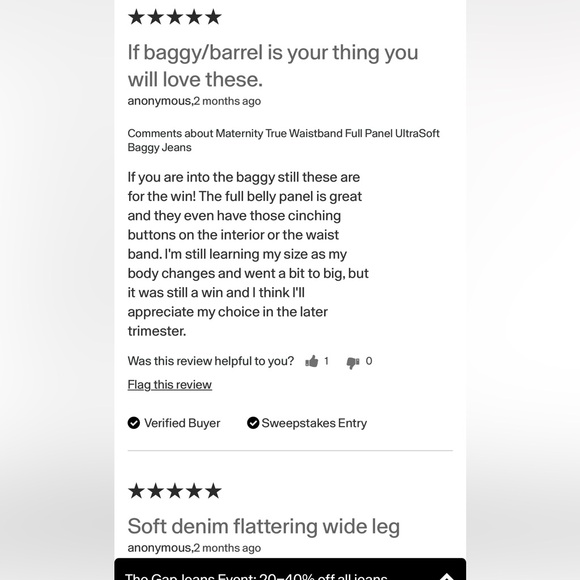 Gap jeans maternity true waistband full panel ultra soft baggy Jean size 28 6 - Picture 2 of 8